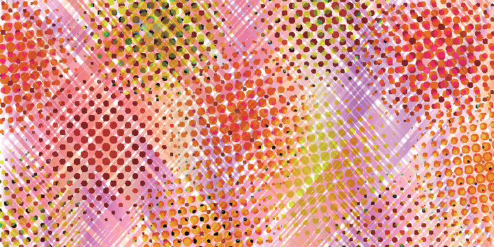 ドット柄とストライプが重なる鮮やかな抽象的背景