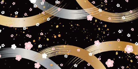 Naklejka premium 桜の花が舞う和風の優雅な背景