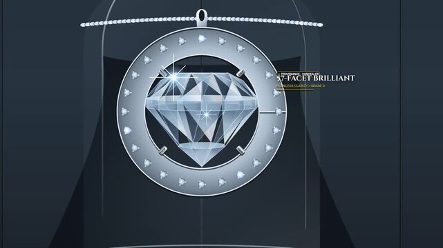 Conceptual 3D animation revealing the hidden reality of the diamond supply chain contrasting a flawless brilliant cut diamond on display with the child labor and exploitation in underground mining