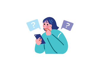Obraz na płótnie Canvas スマホを操作する女性のイラスト