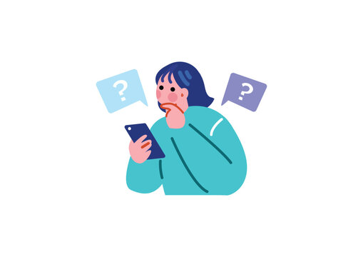 スマホを操作する女性のイラスト