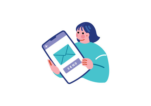 スマホを操作する女性のイラスト