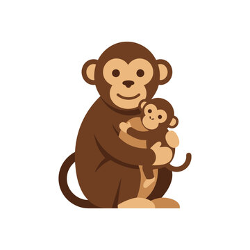 Mother Monkey Hugging Baby Monkey