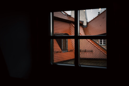 View from the window of the old castle's roof
