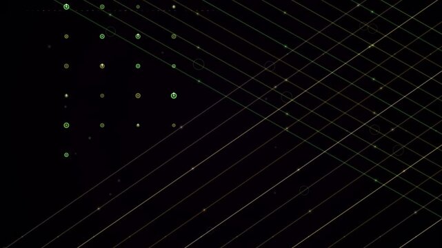 An abstract background of green circles moves smoothly across a dark surface.