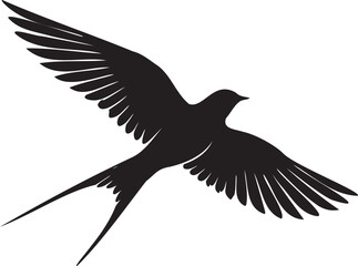 Obraz premium Swallow Bird flying black silhouette vector isolated on white background