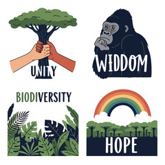 Obraz premium Colorful illustration of unity biodiversity hope and widom themes.