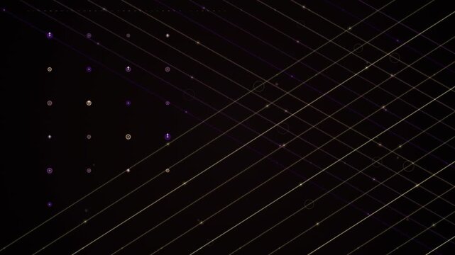 Abstract geometric grid lines form a seamless loop against a dark background.