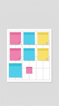 Minimalist task planning and sticky notes board motion graphic, ai generated