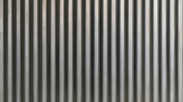 Perfectly frontal flat shot of a corrugated tin roof surface, aluminum siding house panel metal texture and industrial roofing background