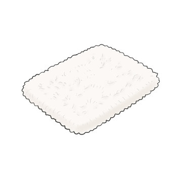 Scalloped edge white puffy quilted textile pad isometric vector illustration
