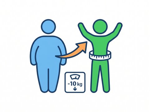 Weight loss icon simple clipart, vector isolated on white