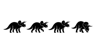 Four Black Triceratops Dinosaur Silhouette Vector Illustrations © Mst Sazada
