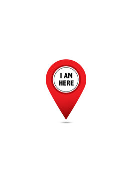 I am here with location icon, Red Location icon, Text with location map, red location pin, location pointer