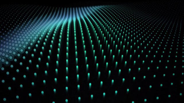 Abstract digital wave background with flowing glowing blue dots creating a futuristic mesh pattern