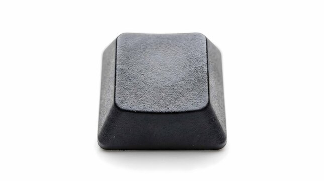 Single blank black keyboard keycap macro shot on clean white background