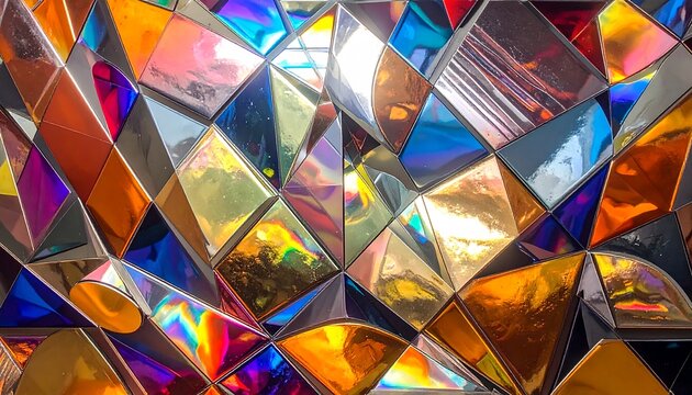 Colorful Reflective Mosaic with Vibrant Kaleidoscopic Effect