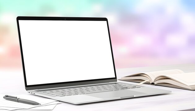 Modern Workspace with Laptop and Notebook Soft Light