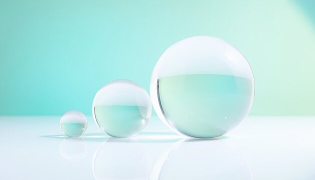 Elegant Trio Transparent Spheres Pastel Gradient Background