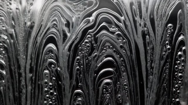 Abstract Foamy Bubbles Texture, Macro Shot of Soap Suds Patterns on Dark Surface