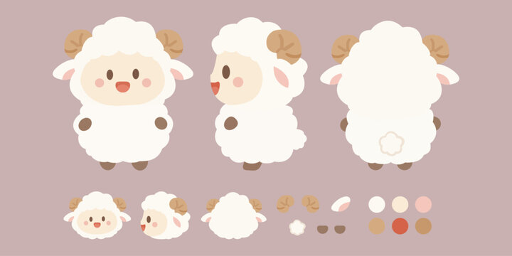 Cute Sheep Mascot Character Model Sheet for Year of the Sheep Chinese New Year