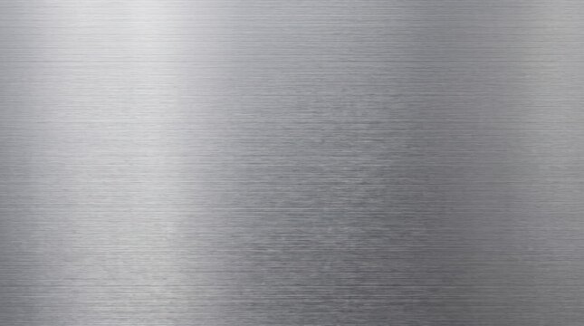 Brushed metal texture with horizontal grain, featuring a smooth silver surface with subtle light reflections and a uniform metallic finish for industrial backgrounds