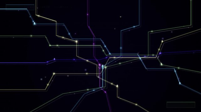 Futuristic network lines forming a continuous seamless loop on dark background