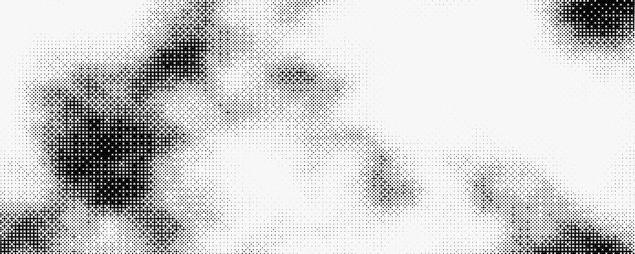 Abstract black and white pixelated bitmap texture with dithered waves and glitch effects, creating a futuristic digital backdrop for technology graphics, interfaces, posters, and screens.