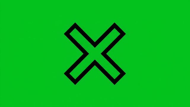 Flat X mark animation on chroma key