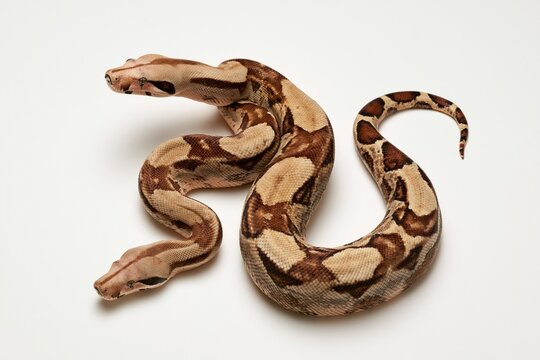 Two-headed albino ball python snake isolated on white