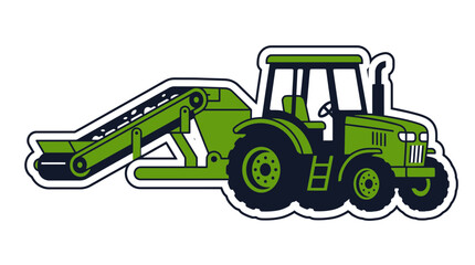 Naklejka premium Green tractor with conveyor belt