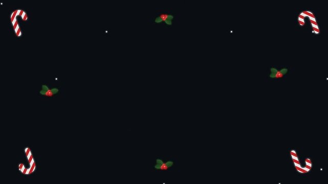Animated Christmas Background with Candy Canes and Mistletoe