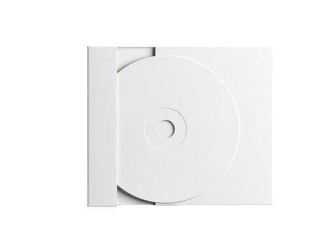 Blank white CD or DVD disc inside a paper sleeve isolated on a white background