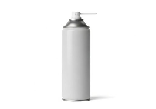 Blank white aerosol can with applicator nozzle for product mockup