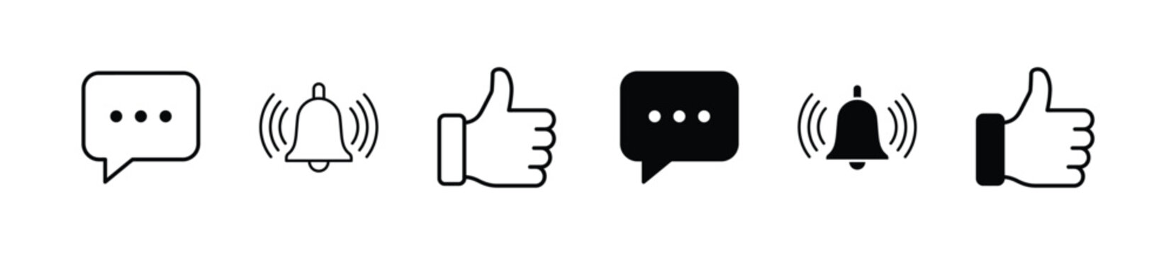 A comprehensive collection of minimalist icons depicting various communication methods devices and interactive elements for