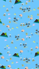 Cartoon Island and Mountain Pattern © arul