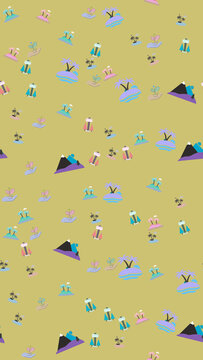 Stylized seamless pattern of nature and travel icons