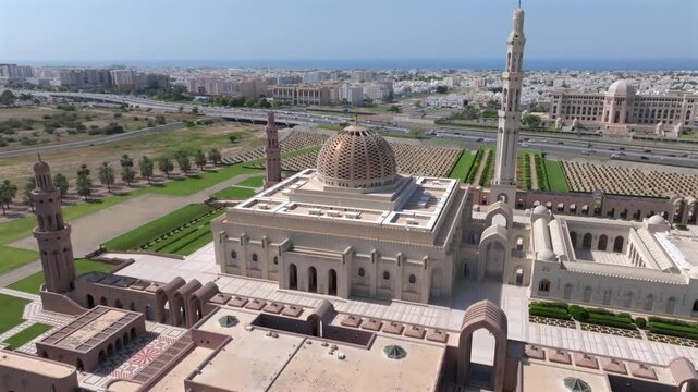 Aerial View of Sultan Qaboos Grand Mosque Muscat Oman