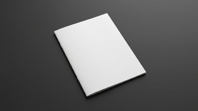 Blank white brochure booklet magazine cover mockup on dark grey background