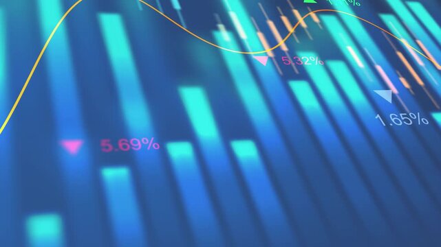 Abstract financial chart displaying dynamic stock market data with glowing 
candlestick patterns 4k video