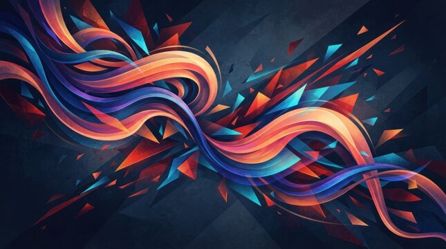 Vibrant Abstract Swirls and Geometric Fragments in Dynamic Motion