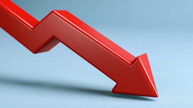 Large red arrow pointing downward on blue background