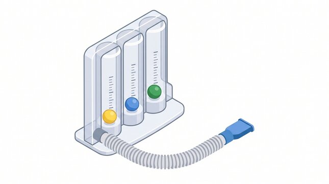 Isometric respiratory incentive spirometer medical device with spirometer respiratory breathing