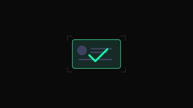 Digital ID Card Scanning and Verification Process Animation with Green Laser and Checkmark.