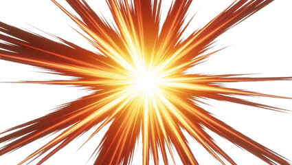 Explosive bright orange and yellow starburst effect, isolated on transparent background © Luke
