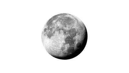 Detailed full moon with craters and maria, isolated on transparent background © Luke
