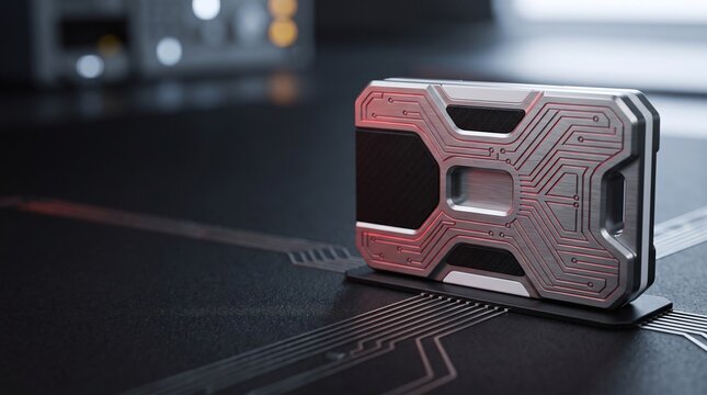 Post-quantum cryptographic hardware security module token 3D digital illustration with copy space