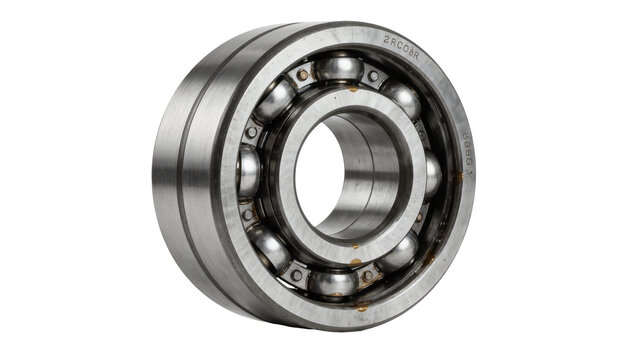 Double row ball bearing with metal casing, isolated on transparent background