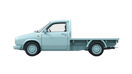 Light blue flatbed pickup truck with side view, isolated on transparent background © Luke