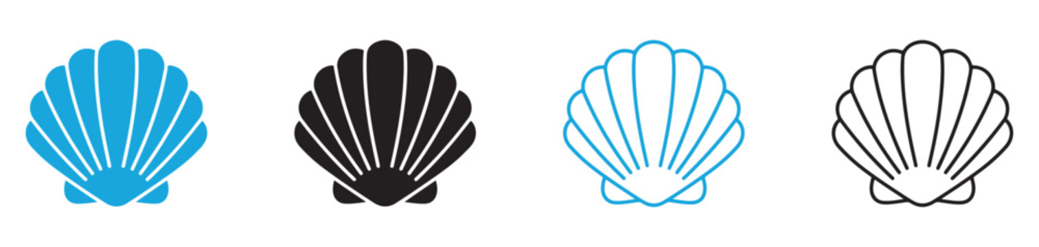 Scallop Shell Icons Isolated on Transparent Background for Design Projects